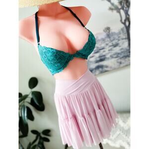 Victoria’s Secret PINK Sea-glass Lace Mermaidcore Date Racerback Push-Up Bra 36C